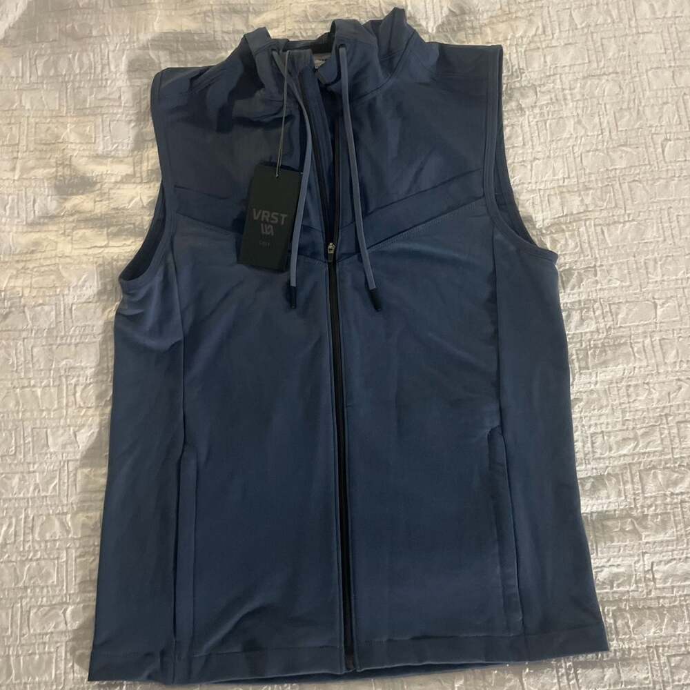 VRST Golf Full-Zip Hooded Vest, Slate Blue, New with Tags Small